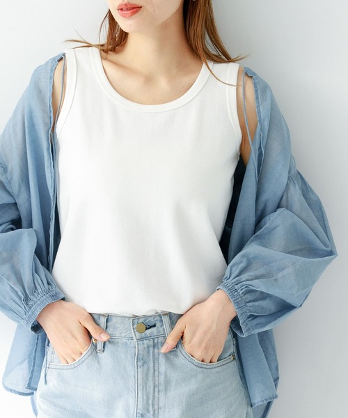 URBAN RESEARCH Sonny Label（アーバンリサーチサニーレーベル）の「フライス/ジャガードタンクトップ（タンクトップ・レディース・グレー系その他/イエロー系その他/ブルー系その他/オフホワイト/ブラック・FREE）」の6枚目の写真