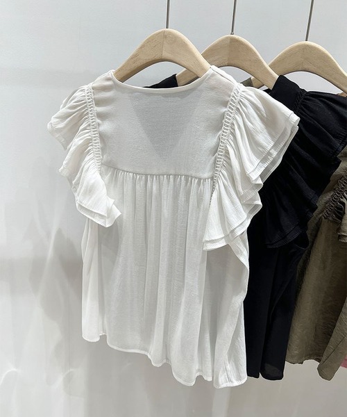 MAISON DE THERESE（メゾン ド テレーズ）の「ノースリーブVネックシャツ（シャツ/ブラウス・レディース・ブラック/カーキ/ホワイト・S/M）」の21枚目の写真