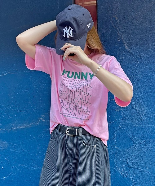 ABYS（アビス）の「FUNNYロゴプリント半袖Tシャツ（Tシャツ/カットソー・レディース・ブラック×ホワイト/ホワイト系その他/ホワイト×ブラック/ピンク/ネイビー・FREE）」の5枚目の写真