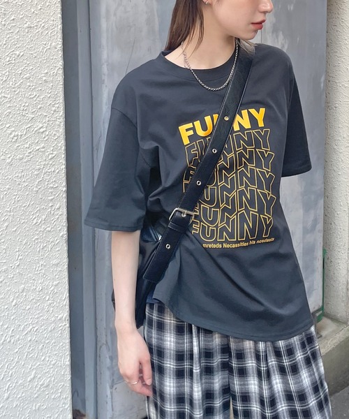 ABYS（アビス）の「FUNNYロゴプリント半袖Tシャツ（Tシャツ/カットソー・レディース・ブラック×ホワイト/ホワイト系その他/ホワイト×ブラック/ピンク/ネイビー・FREE）」の19枚目の写真