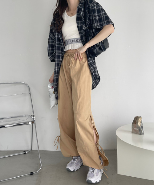 Ada.(エイダ)の「サイド リボン デザイン カーゴパンツ(カーゴパンツ・レディース・ブラック/ベージュ/グレー・FREE)」の14枚目の写真