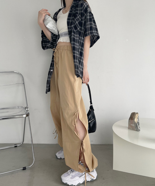 Ada.(エイダ)の「サイド リボン デザイン カーゴパンツ(カーゴパンツ・レディース・ブラック/ベージュ/グレー・FREE)」の15枚目の写真