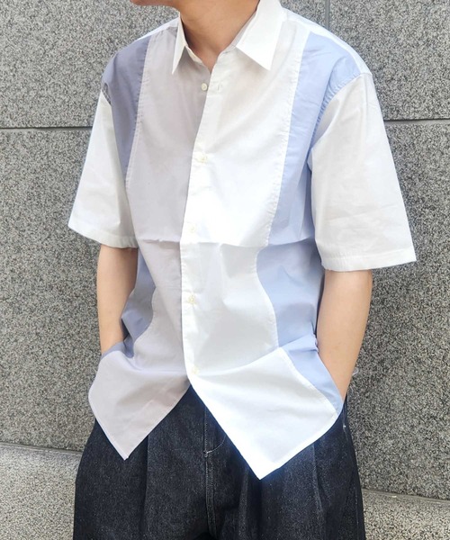 UNION STATION（ユニオンステーション）の「配色切替レギュラーカラー半袖シャツ（シャツ/ブラウス・メンズ・ブルー系その他/ホワイト系その他・M/L/LL）」の8枚目の写真