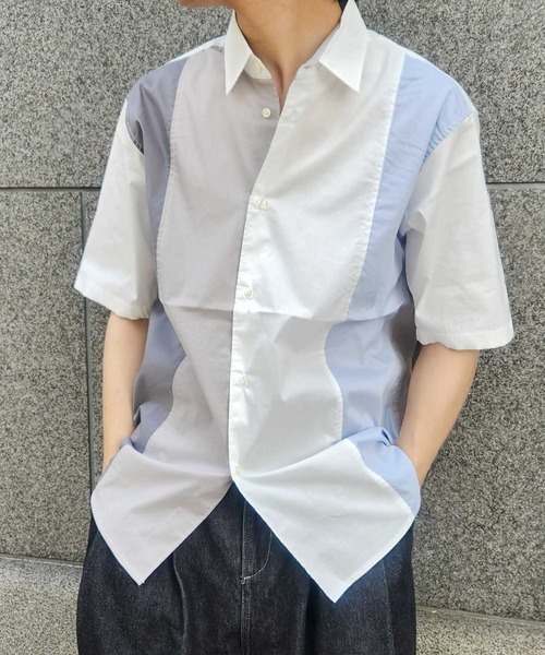 UNION STATION（ユニオンステーション）の「配色切替レギュラーカラー半袖シャツ（シャツ/ブラウス・メンズ・ブルー系その他/ホワイト系その他・M/L/LL）」の11枚目の写真