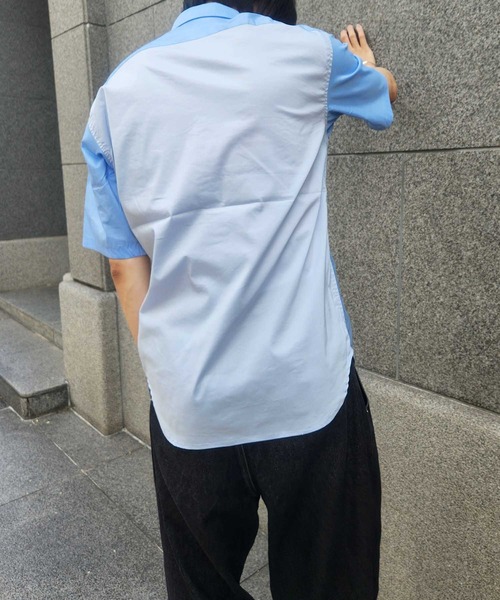 UNION STATION（ユニオンステーション）の「配色切替レギュラーカラー半袖シャツ（シャツ/ブラウス・メンズ・ブルー系その他/ホワイト系その他・M/L/LL）」の7枚目の写真
