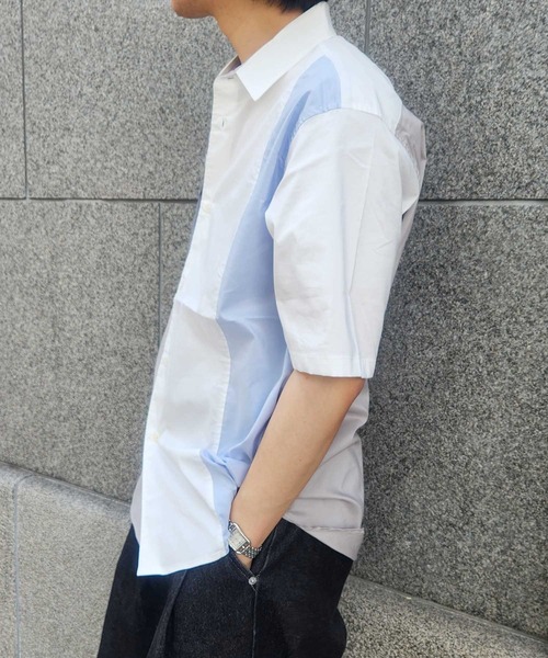 UNION STATION（ユニオンステーション）の「配色切替レギュラーカラー半袖シャツ（シャツ/ブラウス・メンズ・ブルー系その他/ホワイト系その他・M/L/LL）」の6枚目の写真