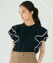 grove | 【夏に嬉しい機能】ポーラ配色フリルブラウス(シャツ/ブラウス)