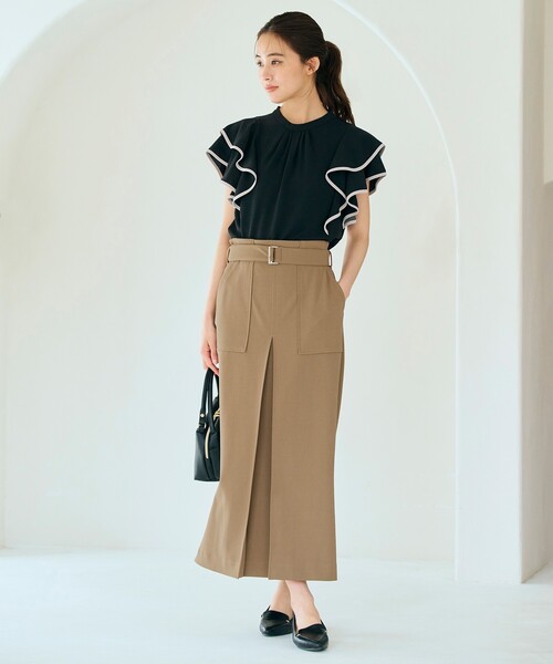 grove（グローブ）の「◆【夏に嬉しい機能】ポーラ配色フリルブラウス（シャツ/ブラウス・レディース・ブラック系4/ホワイト系7/ブラウン系その他6・03/02/01/05/04）」の4枚目の写真