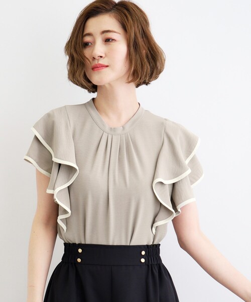 grove（グローブ）の「◆【夏に嬉しい機能】ポーラ配色フリルブラウス（シャツ/ブラウス・レディース・ブラック系4/ホワイト系7/ブラウン系その他6・03/02/01/05/04）」の9枚目の写真