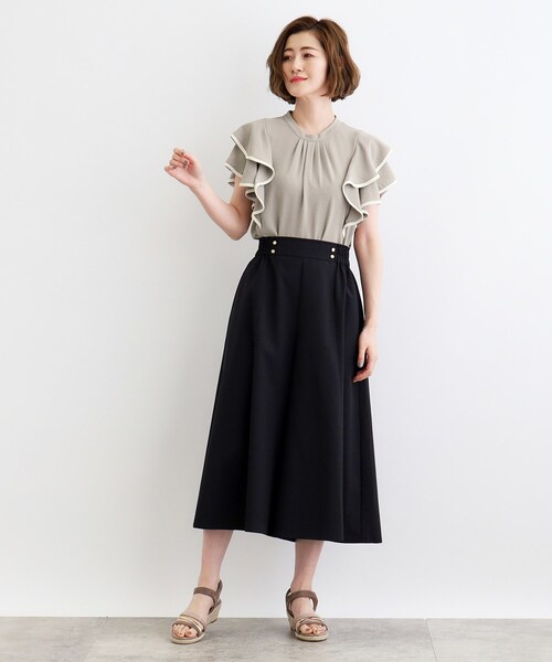 grove（グローブ）の「◆【夏に嬉しい機能】ポーラ配色フリルブラウス（シャツ/ブラウス・レディース・ブラック系4/ホワイト系7/ブラウン系その他6・03/02/01/05/04）」の11枚目の写真