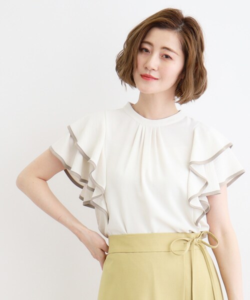 grove（グローブ）の「◆【夏に嬉しい機能】ポーラ配色フリルブラウス（シャツ/ブラウス・レディース・ブラック系4/ホワイト系7/ブラウン系その他6・03/02/01/05/04）」の13枚目の写真