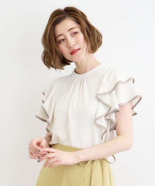 grove（グローブ）の「◆【夏に嬉しい機能】ポーラ配色フリルブラウス（シャツ/ブラウス・レディース・ブラック系4/ホワイト系7/ブラウン系その他6・03/02/01/05/04）」の14枚目の写真