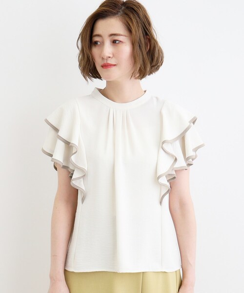 grove（グローブ）の「◆【夏に嬉しい機能】ポーラ配色フリルブラウス（シャツ/ブラウス・レディース・ブラック系4/ホワイト系7/ブラウン系その他6・03/02/01/05/04）」の17枚目の写真