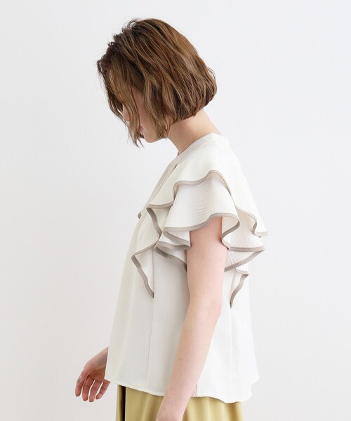 grove（グローブ）の「◆【夏に嬉しい機能】ポーラ配色フリルブラウス（シャツ/ブラウス・レディース・ブラック系4/ホワイト系7/ブラウン系その他6・03/02/01/05/04）」の18枚目の写真