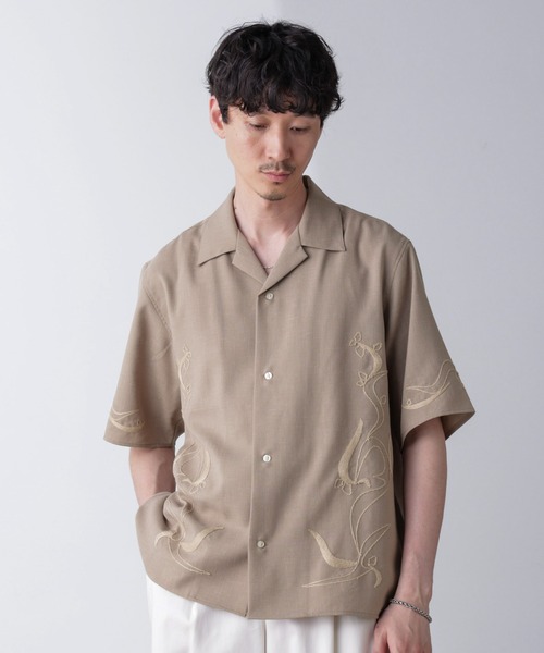 ストレッチワイド オープンカラー シャツ 半袖