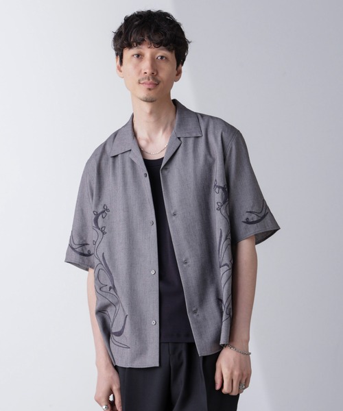 セール】チェーン刺繍オープンカラーシャツ（シャツ/ブラウス）｜NANO