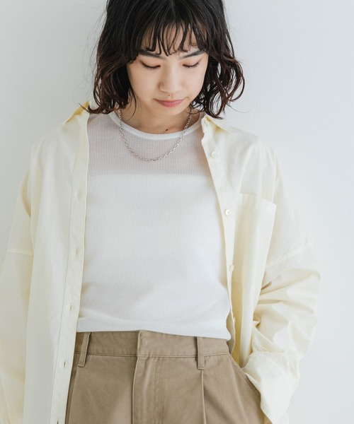 URBAN RESEARCH(アーバンリサーチ)の「『MADE IN JAPAN』シアーワッフルカットソー(Tシャツ/カットソー・レディース・ブラウン/ホワイト・FREE)」の3枚目の写真