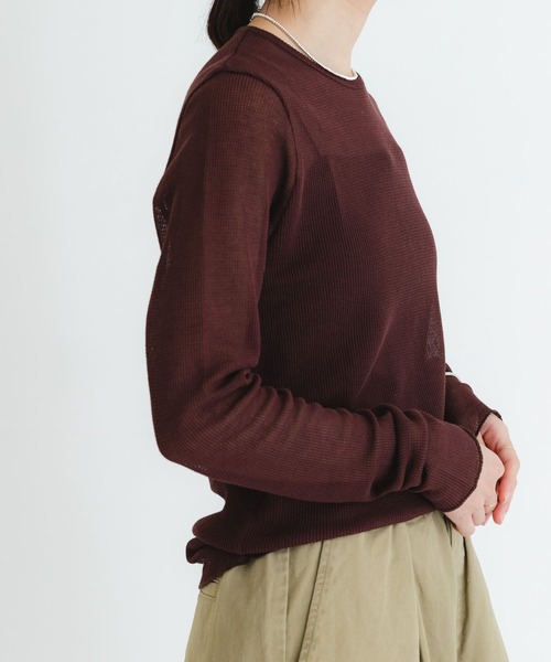 URBAN RESEARCH(アーバンリサーチ)の「『MADE IN JAPAN』シアーワッフルカットソー(Tシャツ/カットソー・レディース・ブラウン/ホワイト・FREE)」の8枚目の写真