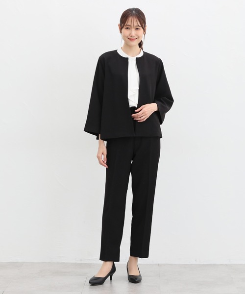 Honeys(ハニーズ)の「【ストレッチ/ウォッシャブル/イージーケア】Aラインノーカラージャケット(ノーカラージャケット・レディース・ネイビー/ベージュ/ブラック/杢グレー・S/M/L/LL/3L)」の12枚目の写真