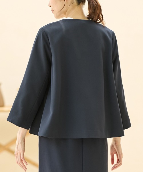 Honeys(ハニーズ)の「【ストレッチ/ウォッシャブル/イージーケア】Aラインノーカラージャケット(ノーカラージャケット・レディース・ネイビー/ベージュ/ブラック/杢グレー・S/M/L/LL/3L)」の6枚目の写真