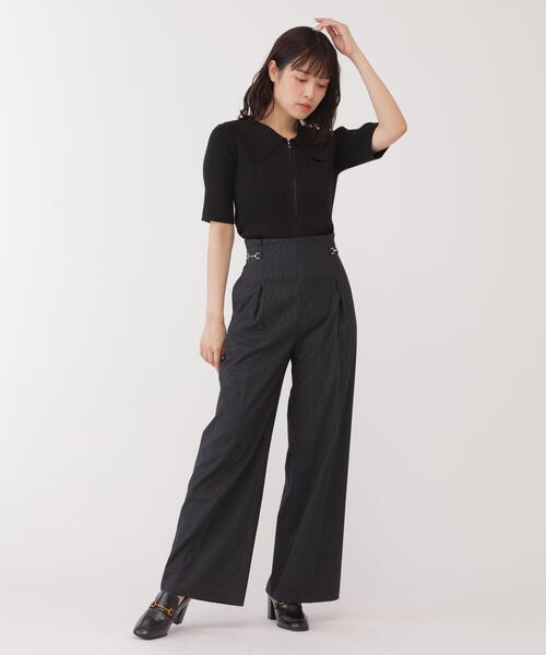 JILL by JILL STUART(ジルバイジルスチュアート)の「◇フロントZIPシャイニーニット(ニット/セーター・レディース・ベージュ/ブラック・FREE)」の7枚目の写真