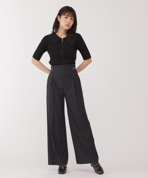 JILL by JILL STUART(ジルバイジルスチュアート)の「◇フロントZIPシャイニーニット(ニット/セーター・レディース・ベージュ/ブラック・FREE)」の8枚目の写真