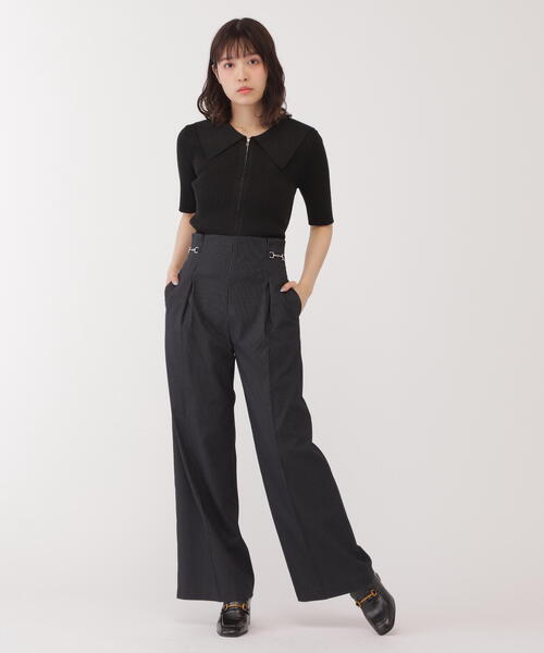 JILL by JILL STUART(ジルバイジルスチュアート)の「◇フロントZIPシャイニーニット(ニット/セーター・レディース・ベージュ/ブラック・FREE)」の10枚目の写真
