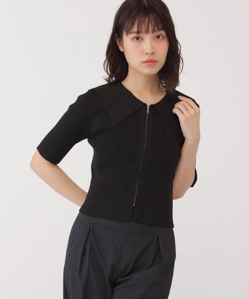 JILL by JILL STUART(ジルバイジルスチュアート)の「◇フロントZIPシャイニーニット(ニット/セーター・レディース・ベージュ/ブラック・FREE)」の11枚目の写真