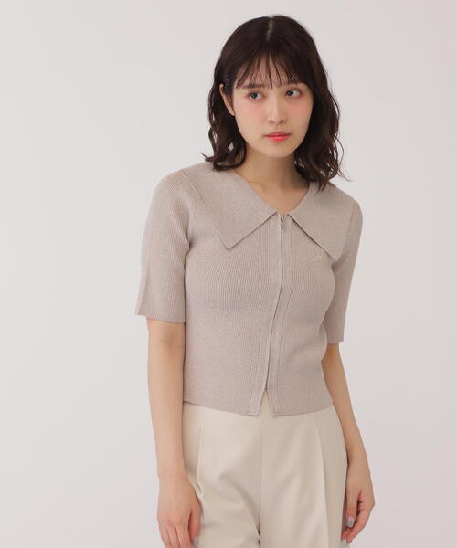 JILL by JILL STUART(ジルバイジルスチュアート)の「◇フロントZIPシャイニーニット(ニット/セーター・レディース・ベージュ/ブラック・FREE)」の19枚目の写真