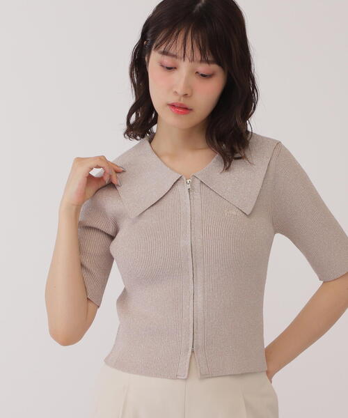 JILL by JILL STUART(ジルバイジルスチュアート)の「◇フロントZIPシャイニーニット(ニット/セーター・レディース・ベージュ/ブラック・FREE)」の20枚目の写真
