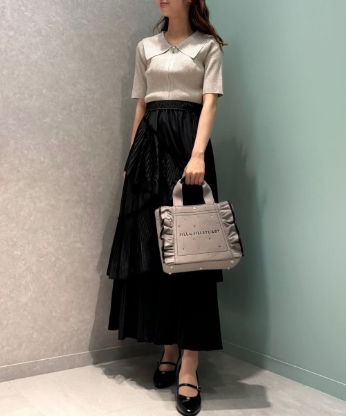 JILL by JILL STUART(ジルバイジルスチュアート)の「◇フロントZIPシャイニーニット(ニット/セーター・レディース・ベージュ/ブラック・FREE)」の3枚目の写真