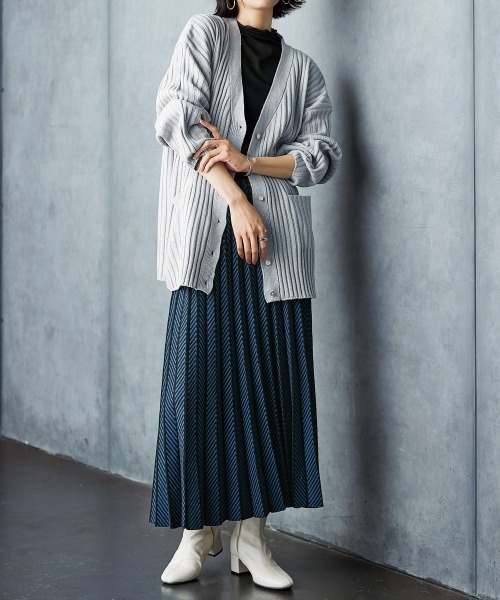 ヘリンボーン柄アコーディオンプリーツスカート ［Soiunique