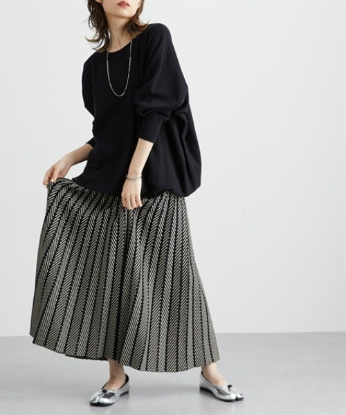 ヘリンボーン柄アコーディオンプリーツスカート ［Soiunique