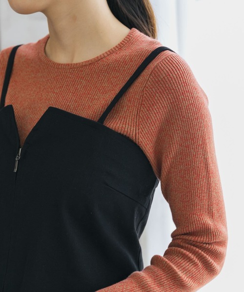 URBAN RESEARCH（アーバンリサーチ）の「『UR TECH』コットンメランジクルーネックニット（ニット/セーター・レディース・オレンジ/パープル/カーキ・FREE）」の6枚目の写真