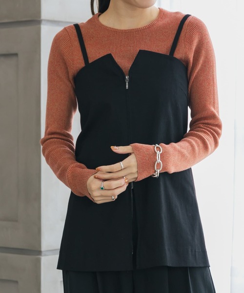 URBAN RESEARCH（アーバンリサーチ）の「『UR TECH』コットンメランジクルーネックニット（ニット/セーター・レディース・オレンジ/パープル/カーキ・FREE）」の7枚目の写真