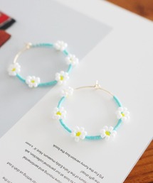 ビーズフープフラワーピアス