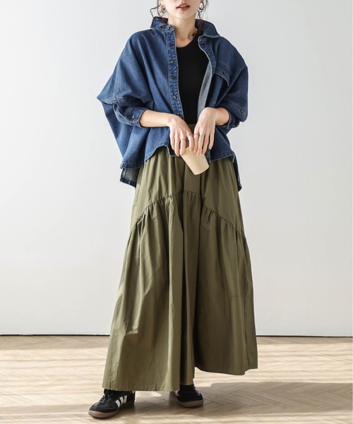 AMELY（エミリー）の「デニムワイドシャツ（シャツ/ブラウス・レディース・ブルー/ライトブルー/ブラック/グレー・フリー）」の5枚目の写真