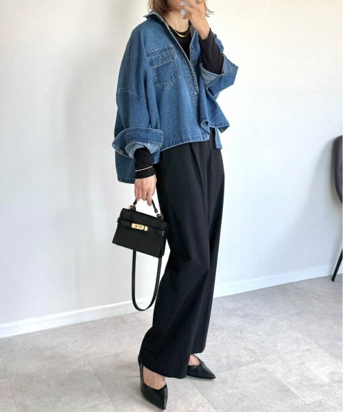 AMELY（エミリー）の「デニムワイドシャツ（シャツ/ブラウス・レディース・ブルー/ライトブルー/ブラック/グレー・フリー）」の21枚目の写真