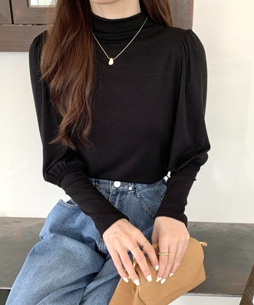 LADY LIKE(レディライク)の「パワーショルダープチハイトップス(Tシャツ/カットソー・レディース・モカ/ホワイト/ブラック・M)」の12枚目の写真