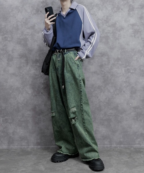PLAN To（プラントゥ）の「Heavy Weight Punch Short Length Game Shirts L/S - ヘビーウェイトポンチショートレングスゲームシャツ(長袖)（スウェット・メンズ・ネイビー/グレー・SMALL/MEDIUM/LARGE）」の19枚目の写真