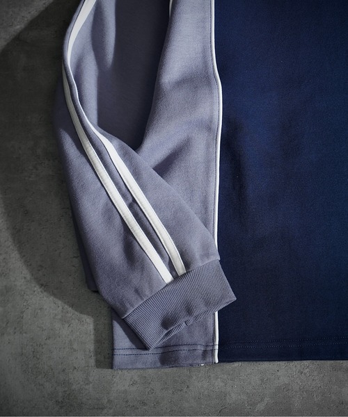 PLAN To（プラントゥ）の「Heavy Weight Punch Short Length Game Shirts L/S - ヘビーウェイトポンチショートレングスゲームシャツ(長袖)（スウェット・メンズ・ネイビー/グレー・SMALL/MEDIUM/LARGE）」の7枚目の写真