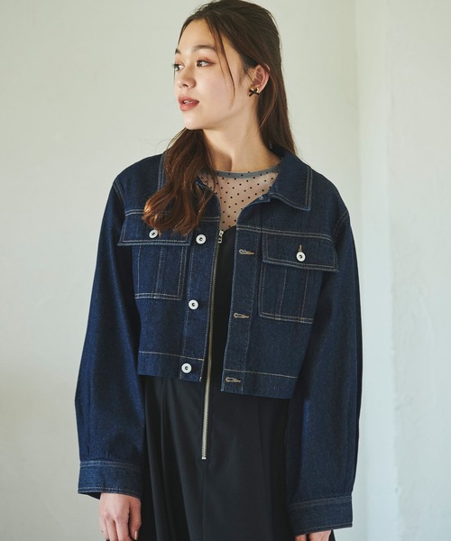 31 Sons de mode(トランテアン ソン ドゥ モード)の「BIGダブルポケットGジャン(デニムジャケット・レディース・インディゴブルー/サックスブルー・フリー)」の2枚目の写真