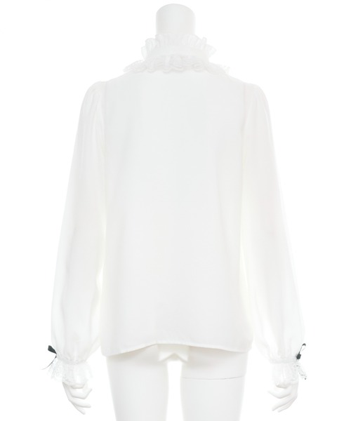 Secret Honey(シークレットハニー)の「スタンドレースフリルミニリボンブラウス(シャツ/ブラウス・レディース・オフホワイト/ブラック・MEDIUM)」の11枚目の写真