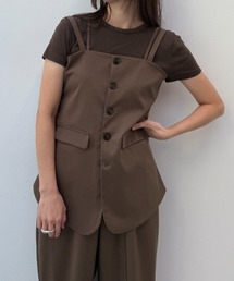 y/m | 【セットアップ対応】ダブルストラップフロントボタンビスチェ(ベスト)