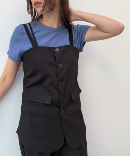 ダブルストラップフロントボタンビスチェ（ベスト）｜y/m（イム）