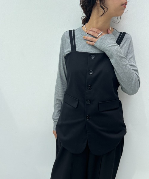 y/m(イム)の「【セットアップ対応】ダブルストラップフロントボタンビスチェ(ベスト・レディース・ブラック/ブラウン・FREE)」の13枚目の写真