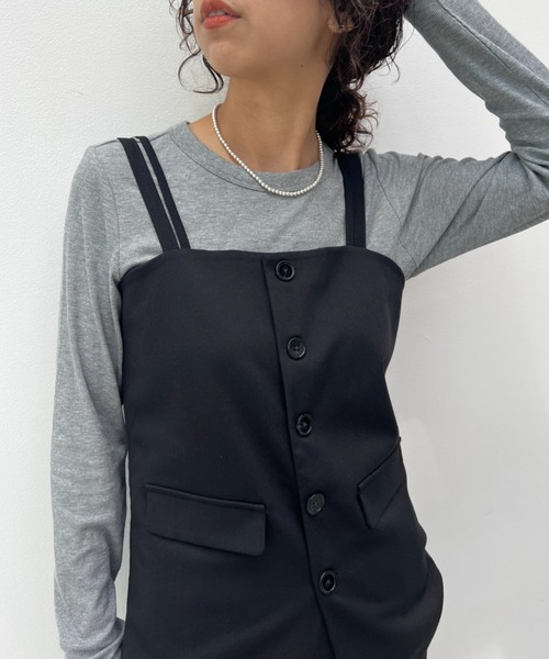 y/m(イム)の「【セットアップ対応】ダブルストラップフロントボタンビスチェ(ベスト・レディース・ブラック/ブラウン・FREE)」の14枚目の写真