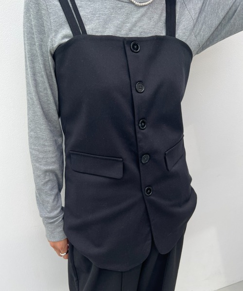 y/m(イム)の「【セットアップ対応】ダブルストラップフロントボタンビスチェ(ベスト・レディース・ブラック/ブラウン・FREE)」の15枚目の写真