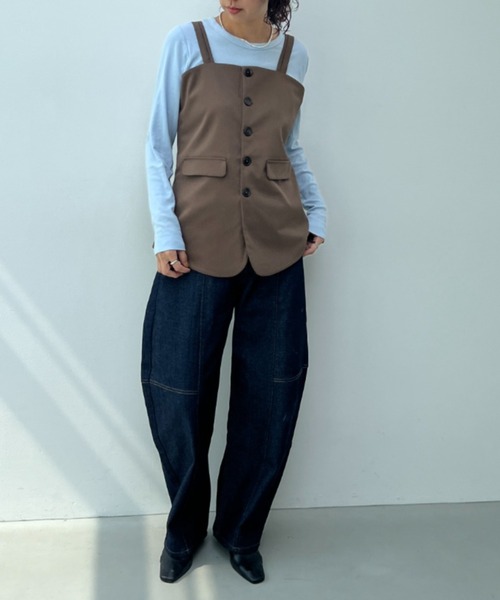 y/m(イム)の「【セットアップ対応】ダブルストラップフロントボタンビスチェ(ベスト・レディース・ブラック/ブラウン・FREE)」の17枚目の写真