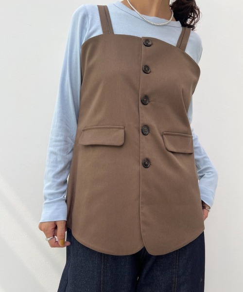 y/m(イム)の「【セットアップ対応】ダブルストラップフロントボタンビスチェ(ベスト・レディース・ブラック/ブラウン・FREE)」の19枚目の写真